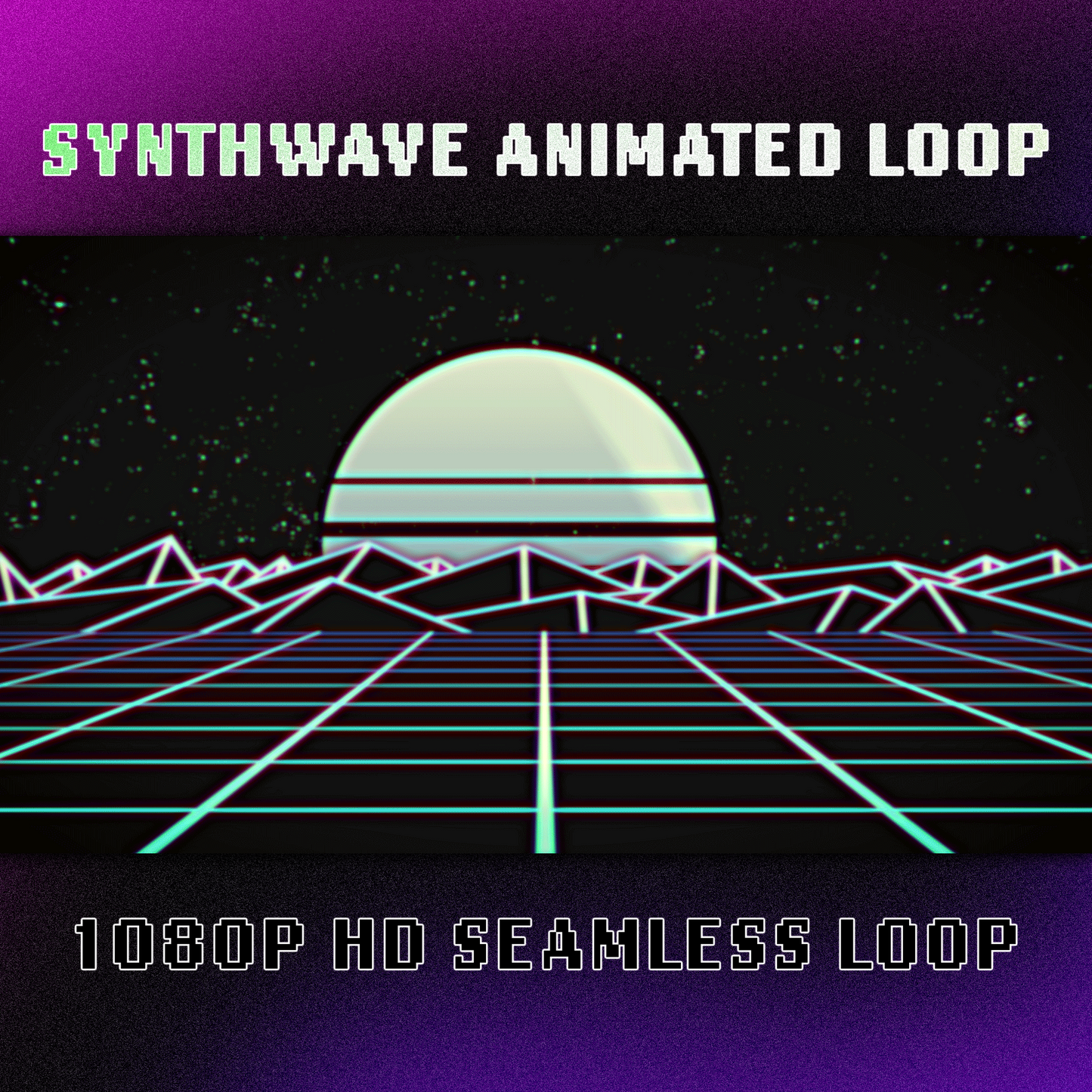 Synthwave vaporwave retro VHS looping background