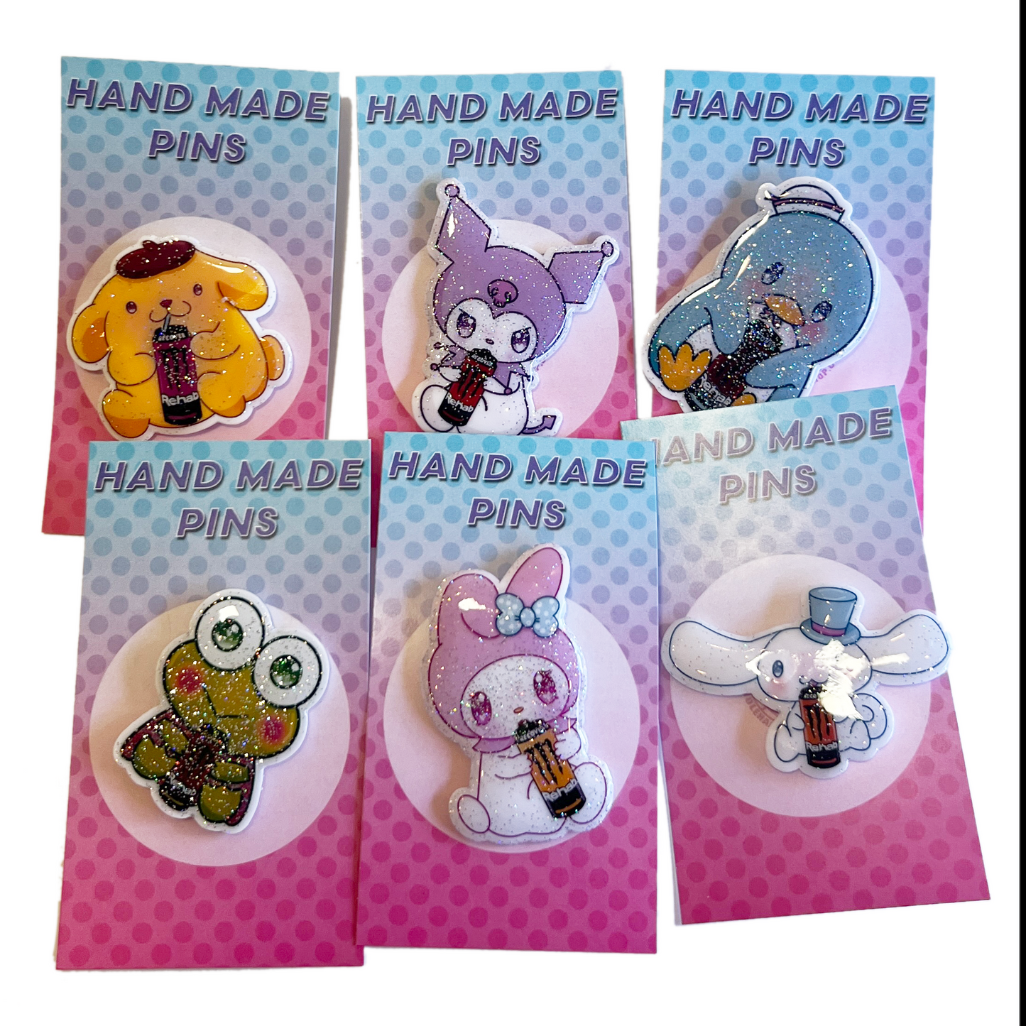 Handmade 'rio x energy drink pins