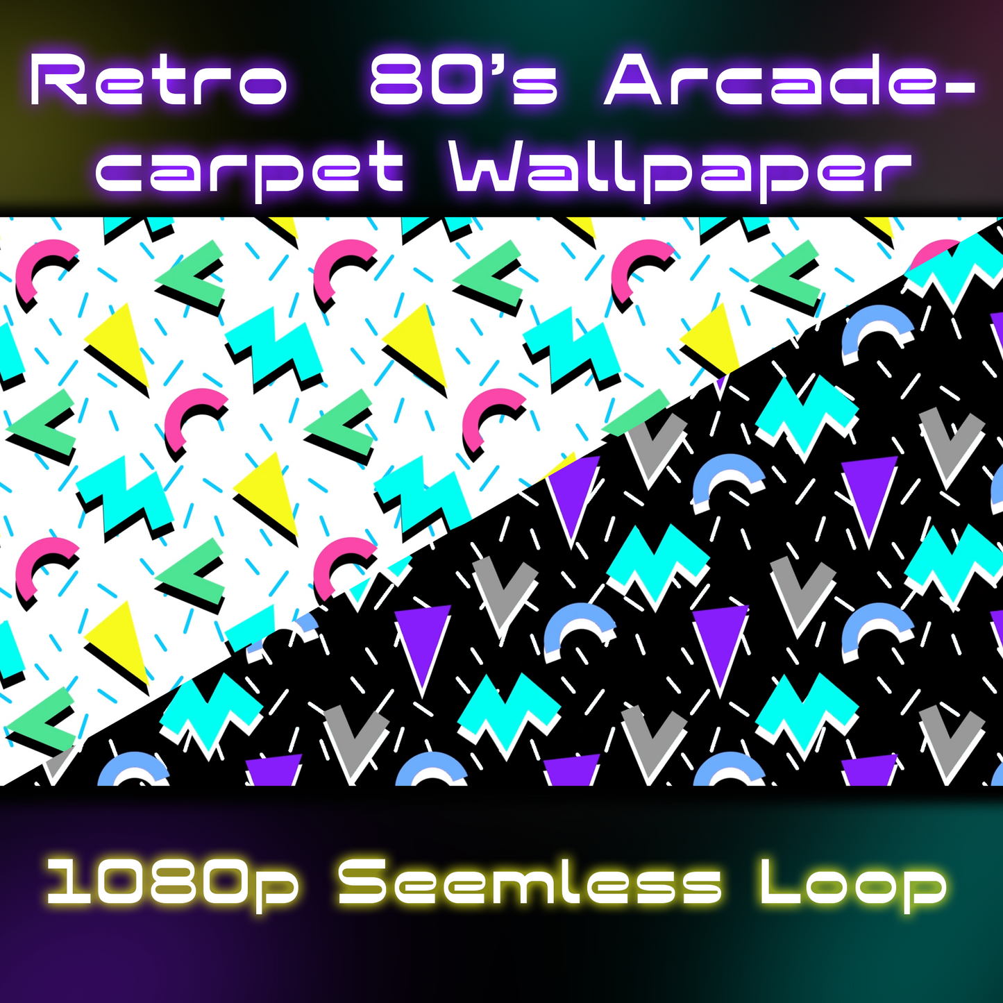 Retro 80's Arcade carpet animate wallpapers, seemless loop